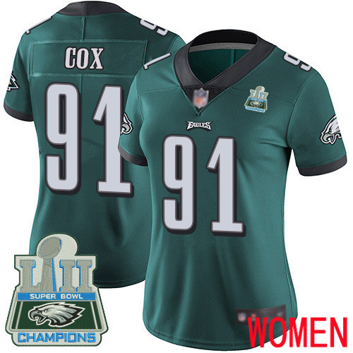 Women Philadelphia Eagles 91 Fletcher Cox Midnight Green Team Color Vapor Untouchable NFL Jersey Limited 100th